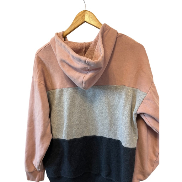 AMERICAN EAGLE Black Grey & Pink Colour Blocked Hooded Pullover Sweatshirt M - Picture 4 of 8